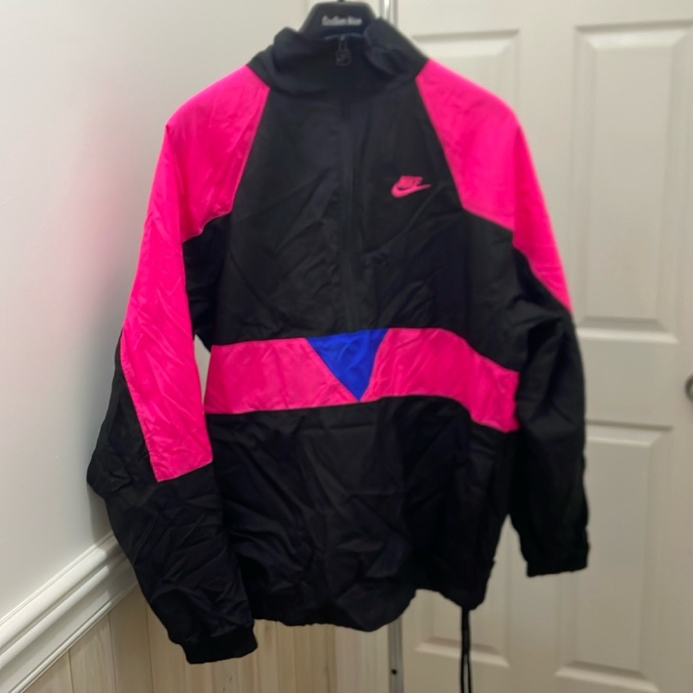 Nike Windbreaker Pink and Black- Size Small